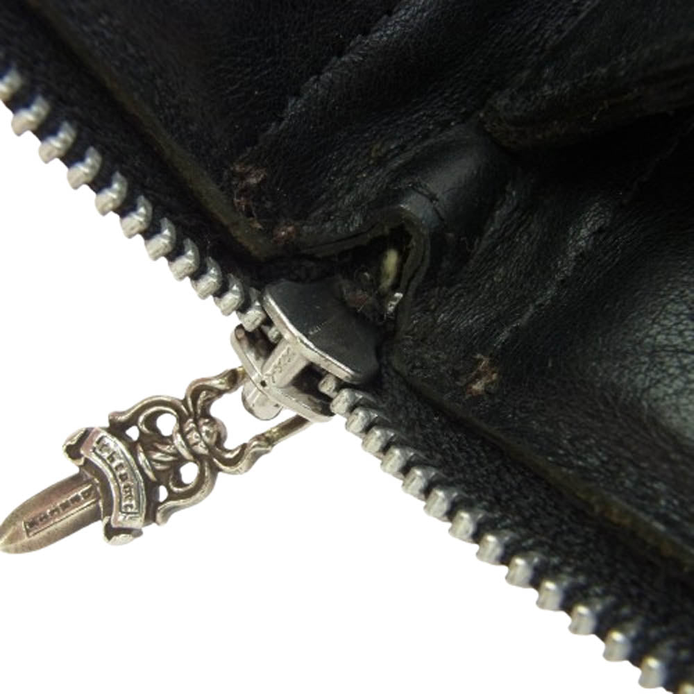 CHROME HEARTS クロムハーツ（原本無） REC F ZIP ダブル フレアニー ラウンドジップ レザー ロングウォレット 長財布 ブラック系【中古】