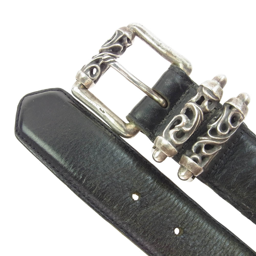 CHROME HEARTS クロムハーツ（原本無） BLT ROLLER 3PC 1.5 3ピース 32 ローラー レザー ベルト ブラック系 32【中古】