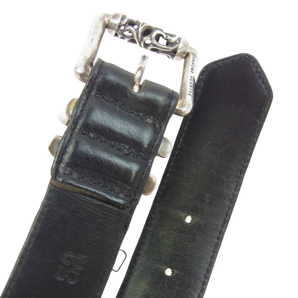 CHROME HEARTS クロムハーツ（原本無） BLT ROLLER 3PC 1.5 3ピース 32 ローラー レザー ベルト ブラック系 32【中古】