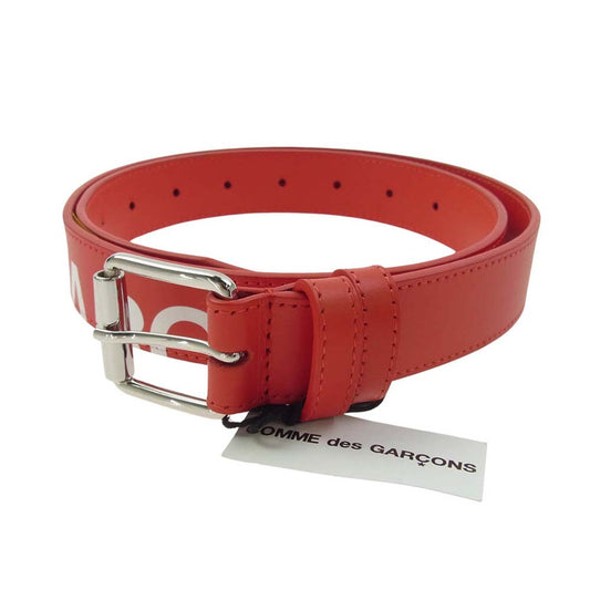 COMME des GARCONS コムデギャルソン COW HIDE カウハイド レザー ロゴ ベルト レッド系【美品】【中古】