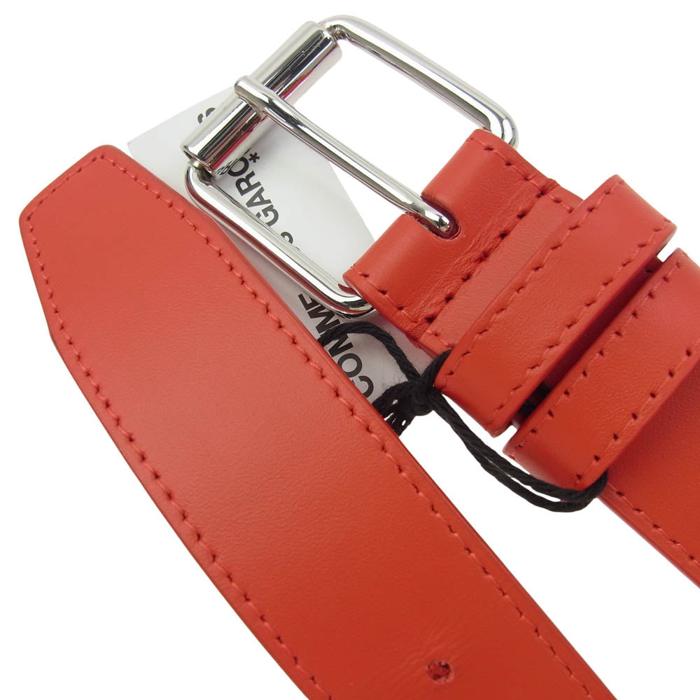 COMME des GARCONS コムデギャルソン COW HIDE カウハイド レザー ロゴ ベルト レッド系【美品】【中古】