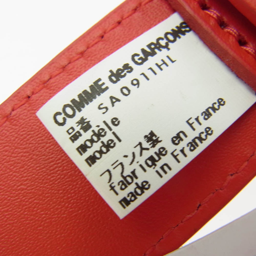 COMME des GARCONS コムデギャルソン COW HIDE カウハイド レザー ロゴ ベルト レッド系【美品】【中古】