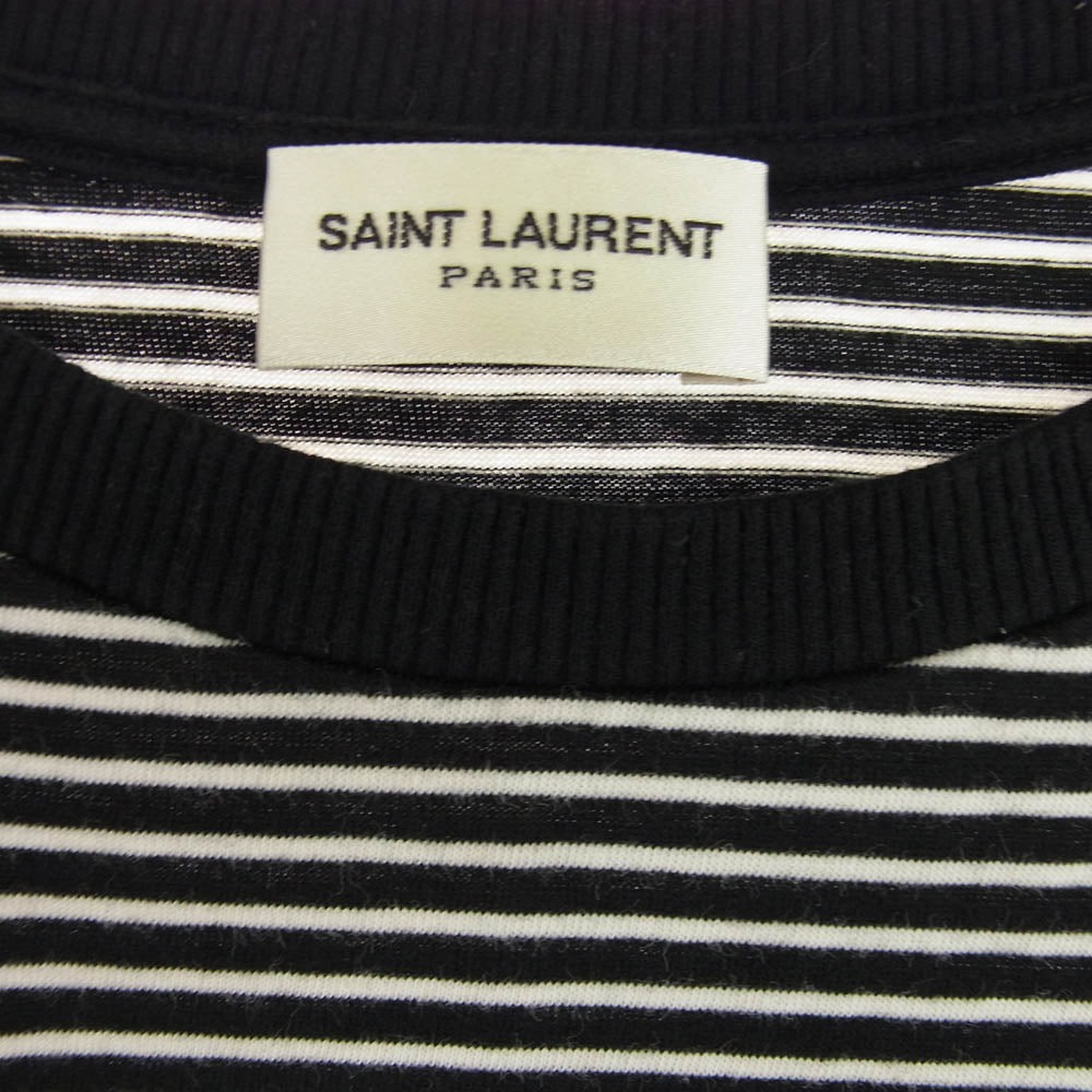 SAINT LAURENT サンローラン 553386 YB2XX Fine Stripe T-Shirt ボーダー 半袖 Tシャツ ブラック系 M【中古】