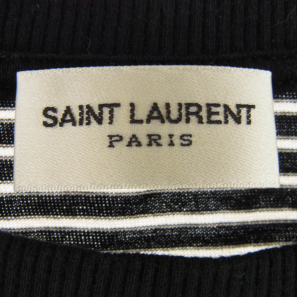 SAINT LAURENT サンローラン 553386 YB2XX Fine Stripe T-Shirt ボーダー 半袖 Tシャツ ブラック系 M【中古】