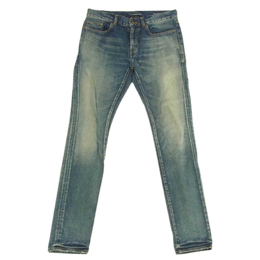SAINT LAURENT サンローラン 20SS 622876 Y507R 国内正規品 レザーパッチ付き ウォッシュ加工 デニム パンツ インディゴブルー系 30【中古】