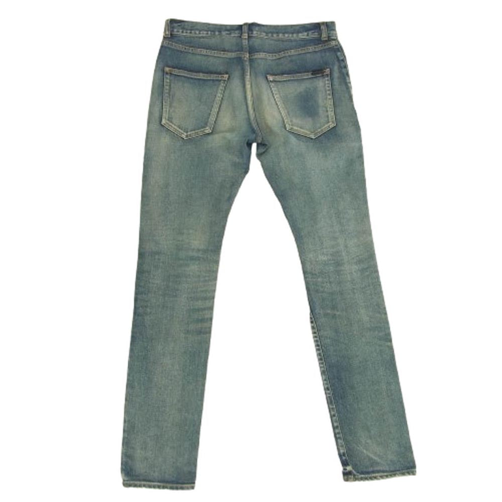 SAINT LAURENT サンローラン 20SS 622876 Y507R 国内正規品 レザーパッチ付き ウォッシュ加工 デニム パンツ インディゴブルー系 30【中古】