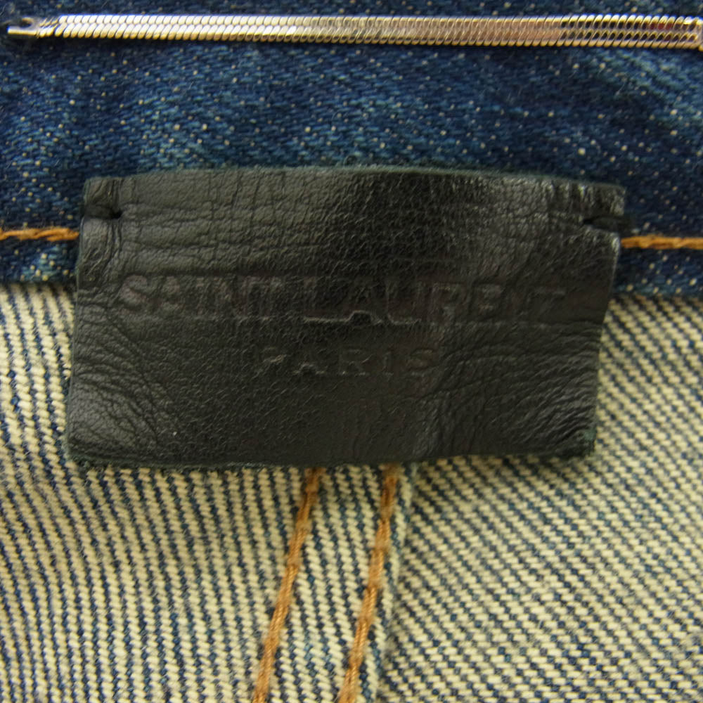 SAINT LAURENT サンローラン 20SS 622876 Y507R 国内正規品 レザーパッチ付き ウォッシュ加工 デニム パンツ インディゴブルー系 30【中古】