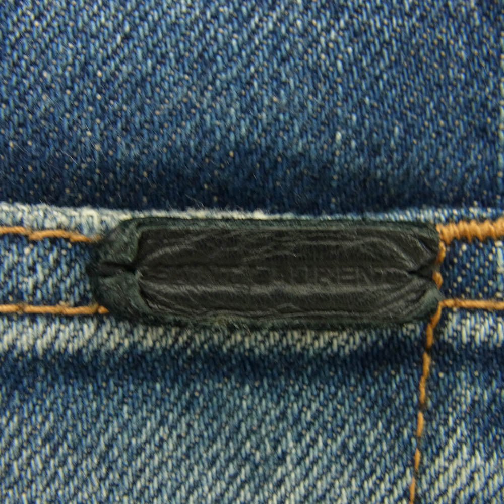SAINT LAURENT サンローラン 20SS 622876 Y507R 国内正規品 レザーパッチ付き ウォッシュ加工 デニム パンツ インディゴブルー系 30【中古】