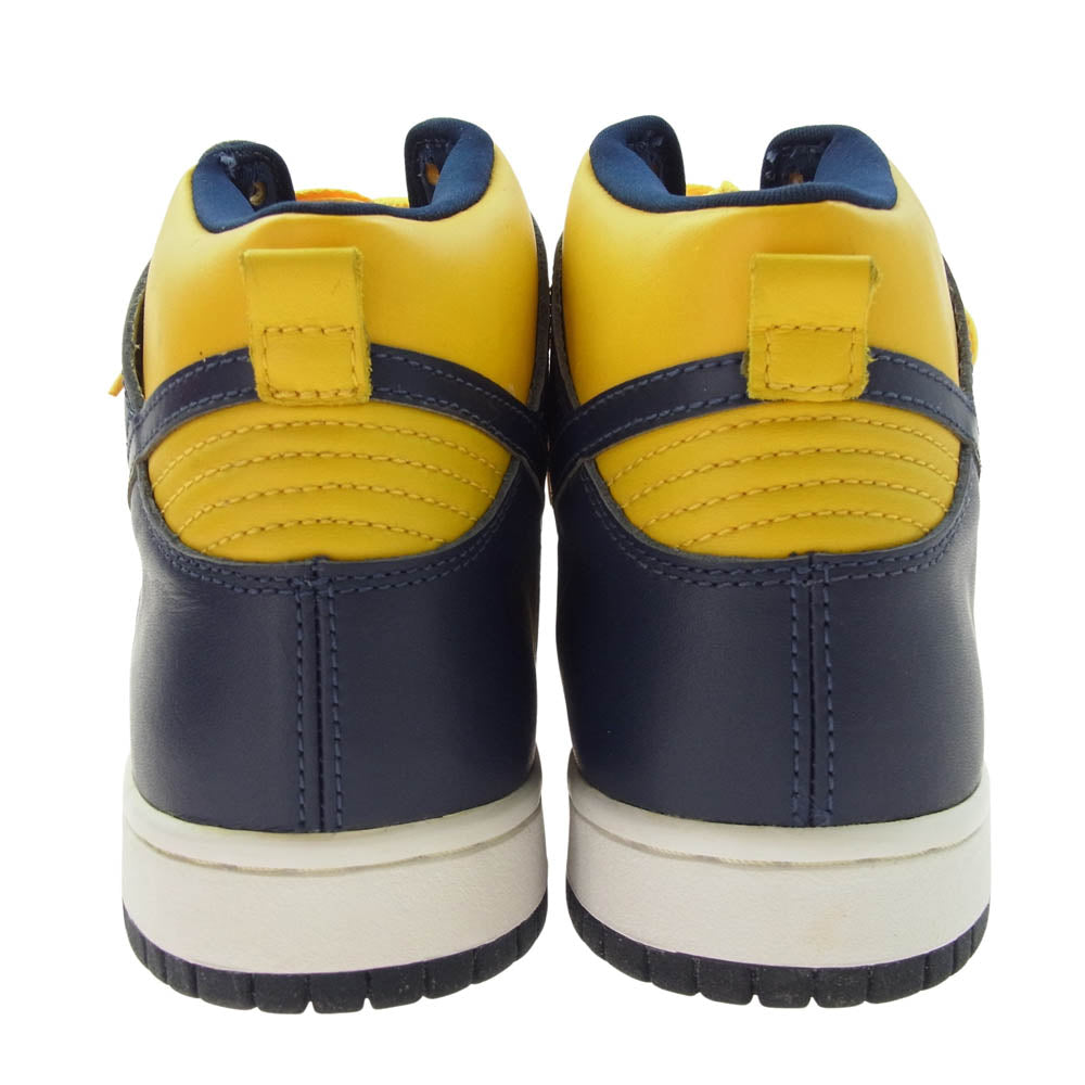 NIKE ナイキ 630335 471 【観賞用】90s 98年製 Dunk High LE Midnight Navy Varsity Maize ダンク ハイ ミッドナイト ネイビー バーシティ メイズ ハイカット スニーカー イエロー系 ブルー系 27.5cm【中古】