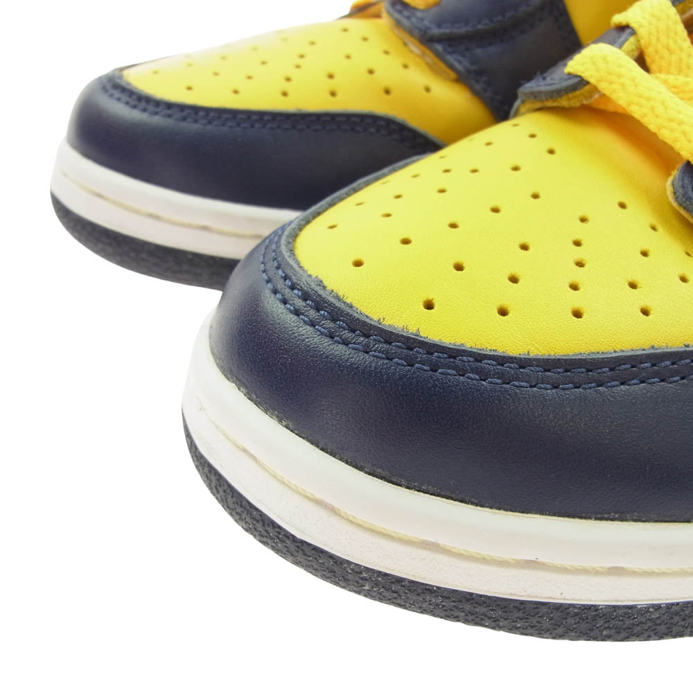 NIKE ナイキ 630335 471 【観賞用】90s 98年製 Dunk High LE Midnight Navy Varsity Maize ダンク ハイ ミッドナイト ネイビー バーシティ メイズ ハイカット スニーカー イエロー系 ブルー系 27.5cm【中古】
