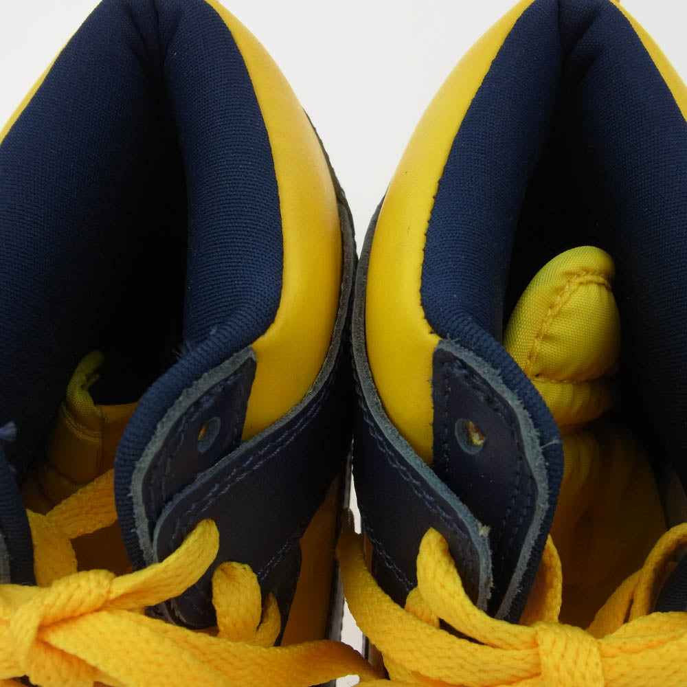NIKE ナイキ 630335 471 【観賞用】90s 98年製 Dunk High LE Midnight Navy Varsity Maize ダンク ハイ ミッドナイト ネイビー バーシティ メイズ ハイカット スニーカー イエロー系 ブルー系 27.5cm【中古】