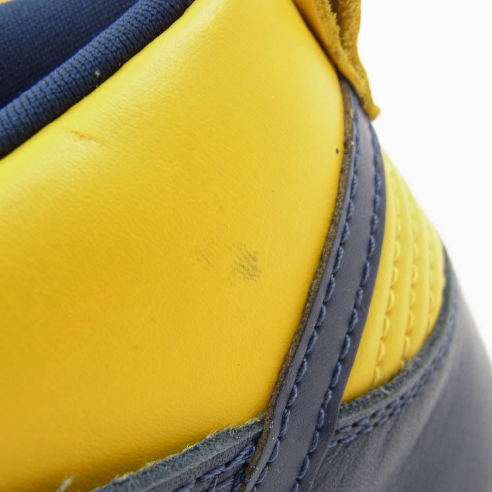 NIKE ナイキ 630335 471 【観賞用】90s 98年製 Dunk High LE Midnight Navy Varsity Maize ダンク ハイ ミッドナイト ネイビー バーシティ メイズ ハイカット スニーカー イエロー系 ブルー系 27.5cm【中古】