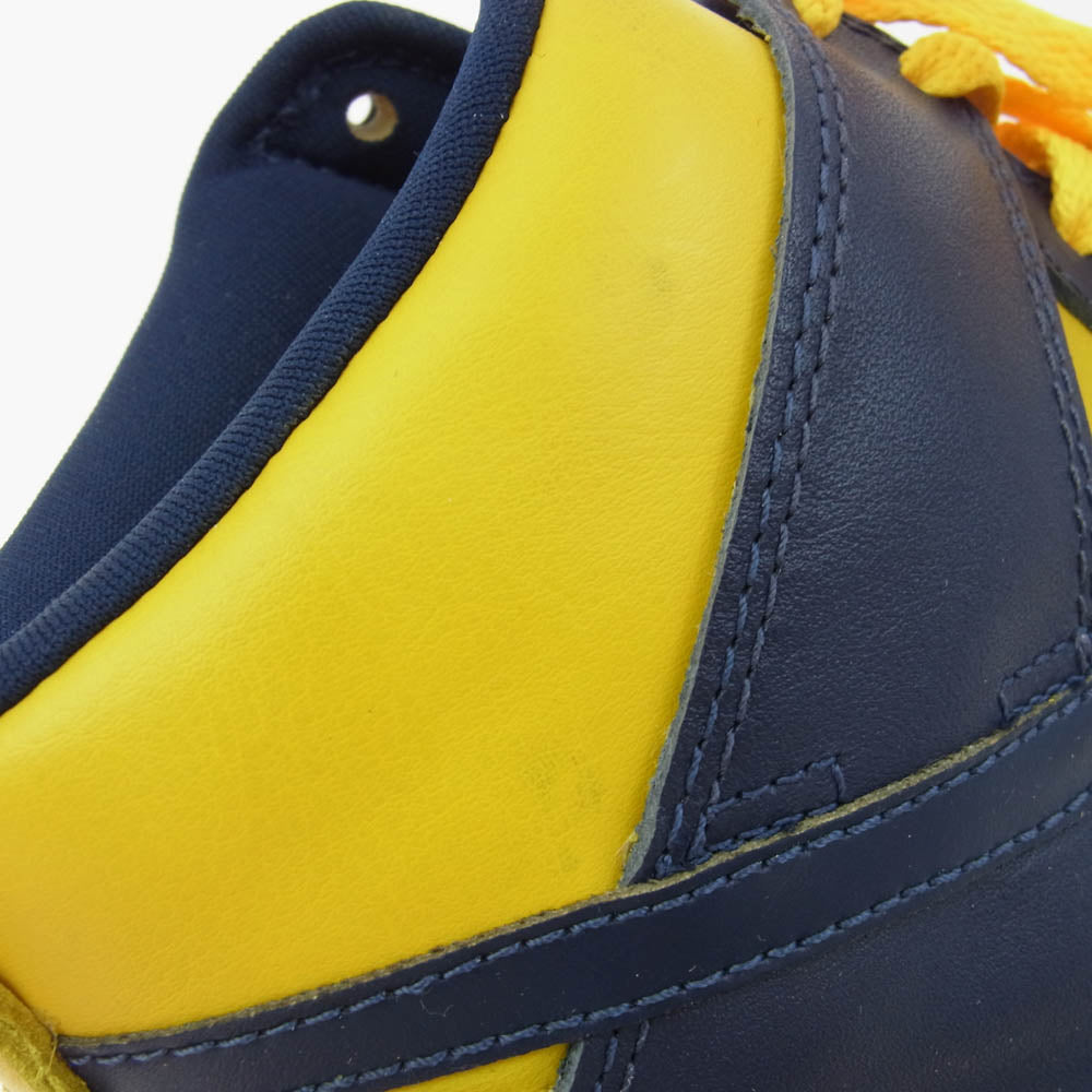 NIKE ナイキ 630335 471 【観賞用】90s 98年製 Dunk High LE Midnight Navy Varsity Maize ダンク ハイ ミッドナイト ネイビー バーシティ メイズ ハイカット スニーカー イエロー系 ブルー系 27.5cm【中古】