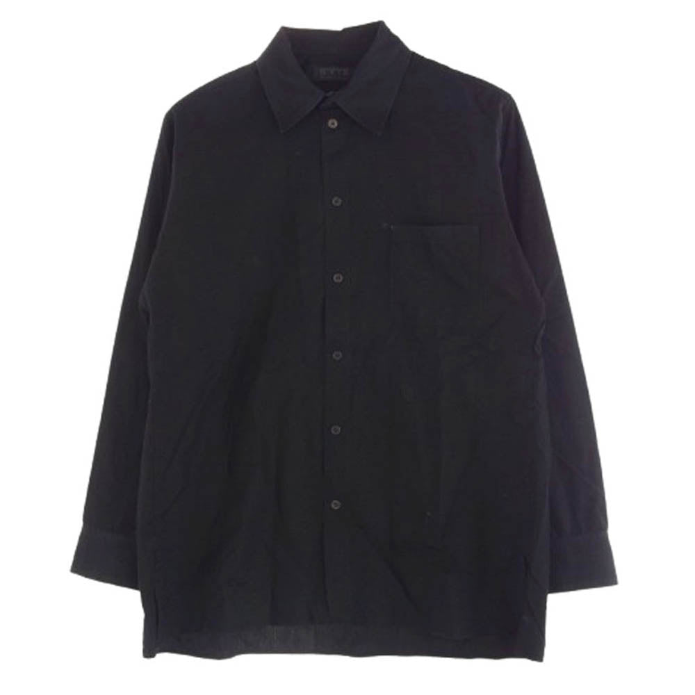 Yohji Yamamoto ヨウジヤマモト UV-B56-080 S'YTE サイト 100/2 Broad Regular Collar Shirt レギュラーカラー 長袖 シャツ ブラック ブラック系 4【中古】
