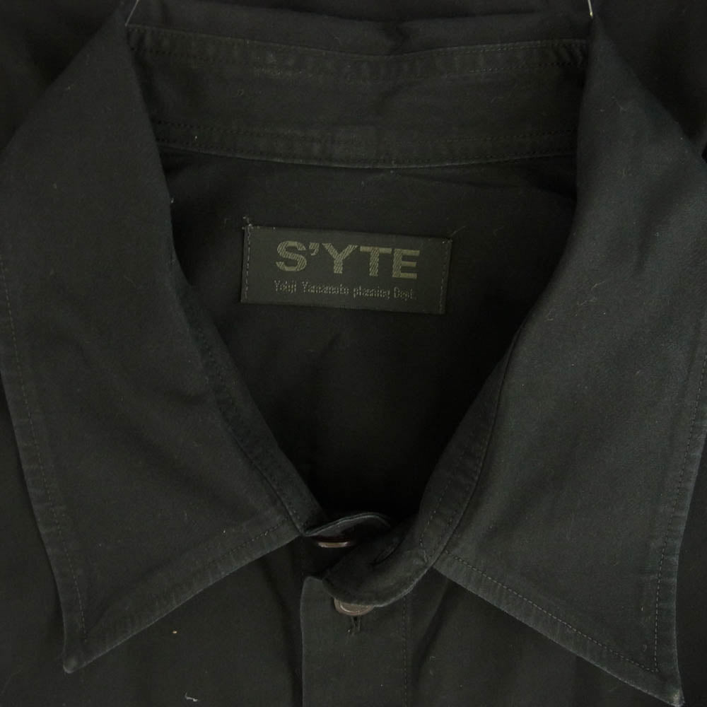 Yohji Yamamoto ヨウジヤマモト UV-B56-080 S'YTE サイト 100/2 Broad Regular Collar Shirt レギュラーカラー 長袖 シャツ ブラック ブラック系 4【中古】