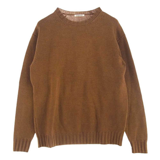 AURALEE オーラリー 23AW A23AP01SW WASHED FRENCH MERINO KNIT P/O フレンチメリノウール ウォッシュ加工 フレンチメリノ プルオーバー ニット ブラウン系 5【中古】