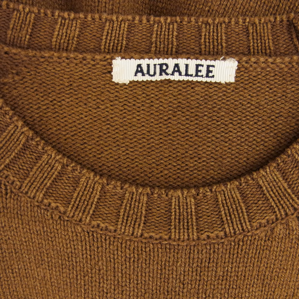 AURALEE オーラリー 23AW A23AP01SW WASHED FRENCH MERINO KNIT P/O フレンチメリノウール ウォッシュ加工 フレンチメリノ プルオーバー ニット ブラウン系 5【中古】