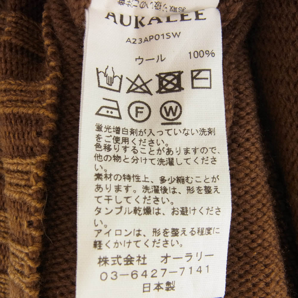 AURALEE オーラリー 23AW A23AP01SW WASHED FRENCH MERINO KNIT P/O フレンチメリノウール ウォッシュ加工 フレンチメリノ プルオーバー ニット ブラウン系 5【中古】