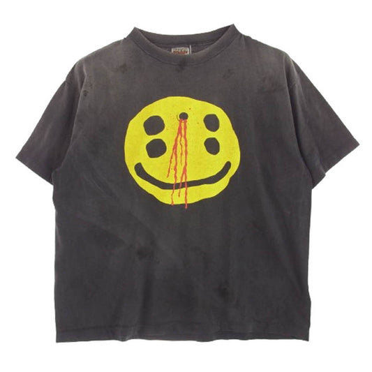 SAINT MICHAEL セントマイケル 24AW SM-YS1-0000-C01 Cactus Plant Flea Market SS Tee Smile カクタスプラントフリーマーケット SS スマイル プリント Tシャツ チャコール系 XL【極上美品】【中古】