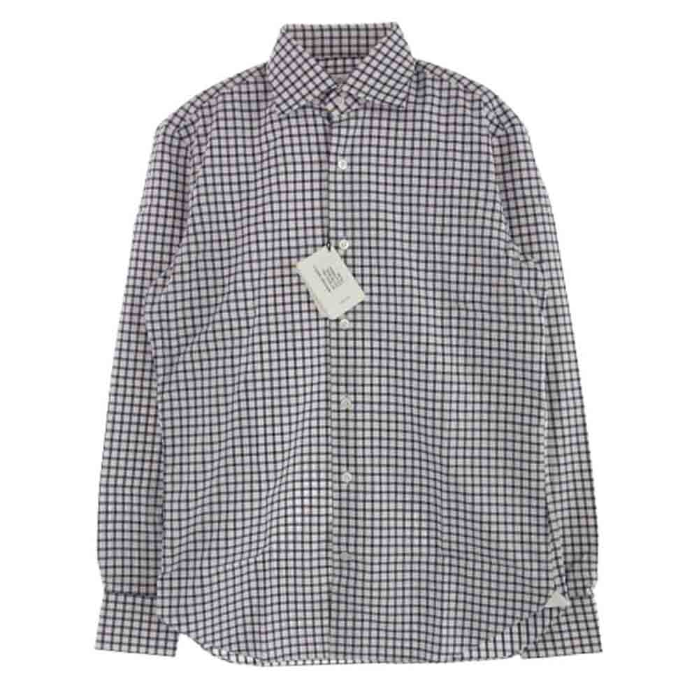 マリアサンタンジェロ ROYAL TWILL イタリア製 コットン チェック 長袖 シャツ パープル系【新古品】【未使用】【中古】