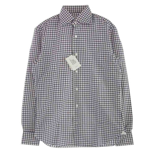 マリアサンタンジェロ ROYAL TWILL イタリア製 コットン チェック 長袖 シャツ パープル系【新古品】【未使用】【中古】