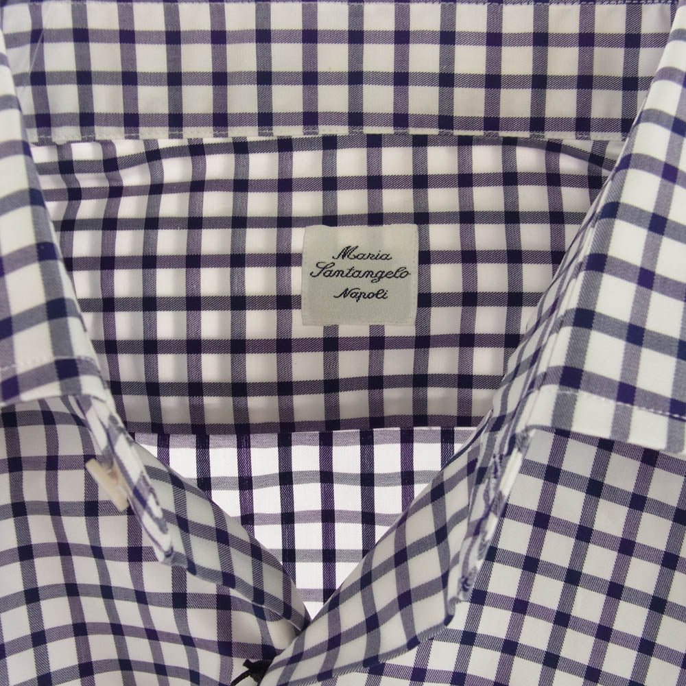 マリアサンタンジェロ ROYAL TWILL イタリア製 コットン チェック 長袖 シャツ パープル系【新古品】【未使用】【中古】