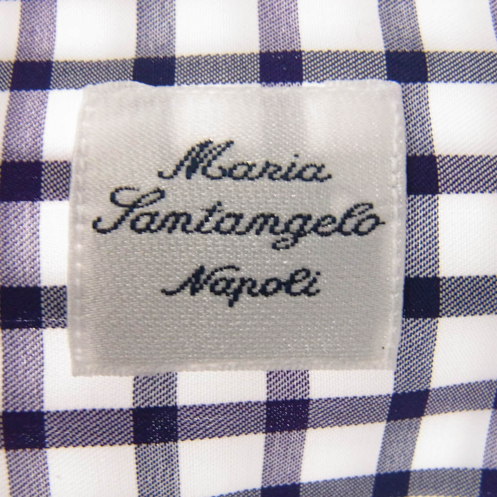 マリアサンタンジェロ ROYAL TWILL イタリア製 コットン チェック 長袖 シャツ パープル系【新古品】【未使用】【中古】