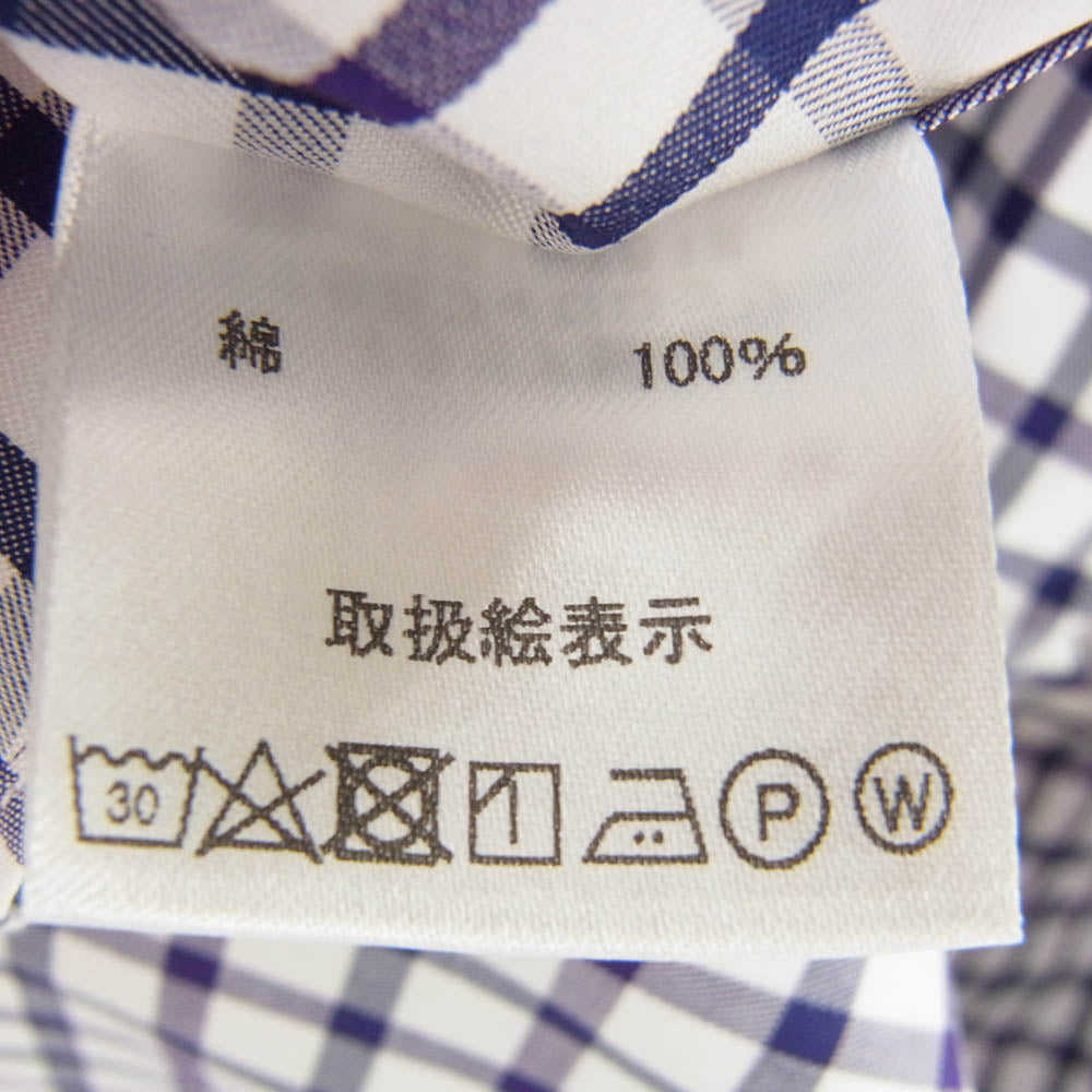 マリアサンタンジェロ ROYAL TWILL イタリア製 コットン チェック 長袖 シャツ パープル系【新古品】【未使用】【中古】