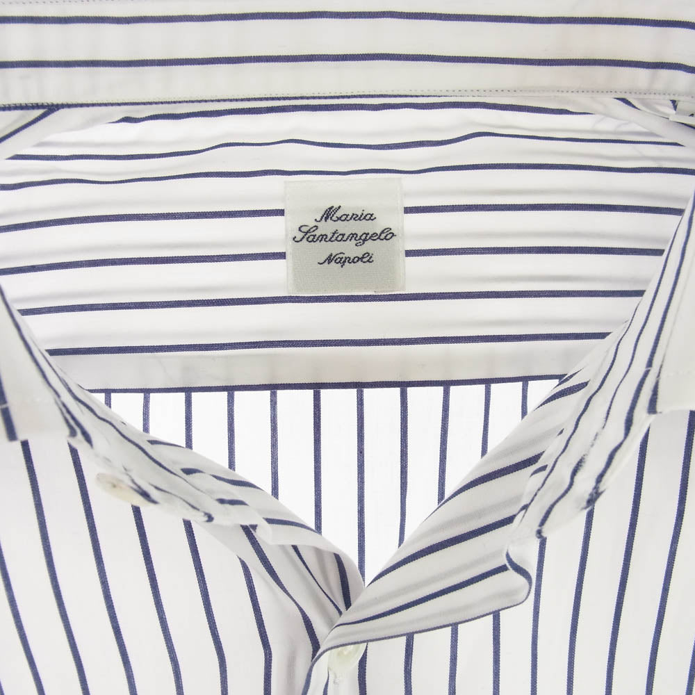 マリアサンタンジェロ 18-PR00-68 イタリア製 ストライプ 長袖 シャツ ブルー系 ホワイト系【新古品】【未使用】【中古】