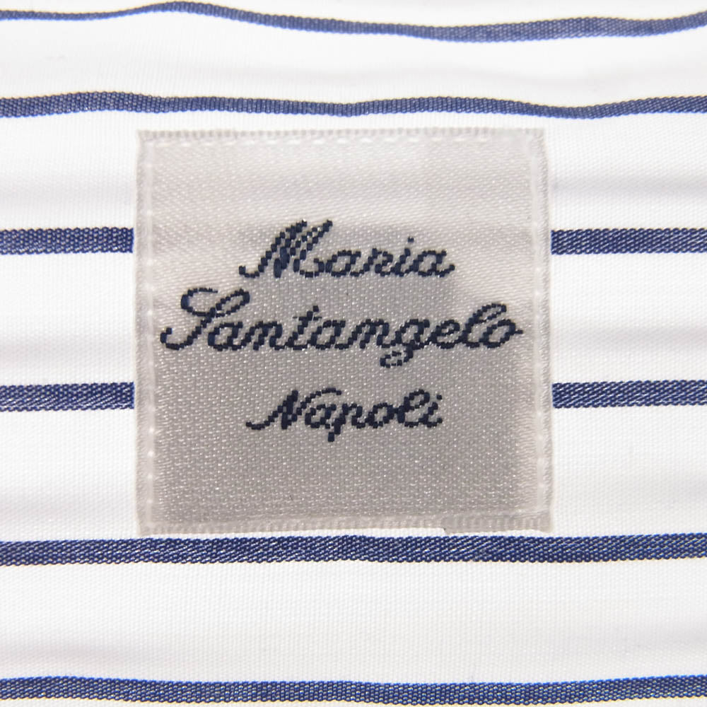 マリアサンタンジェロ 18-PR00-68 イタリア製 ストライプ 長袖 シャツ ブルー系 ホワイト系【新古品】【未使用】【中古】