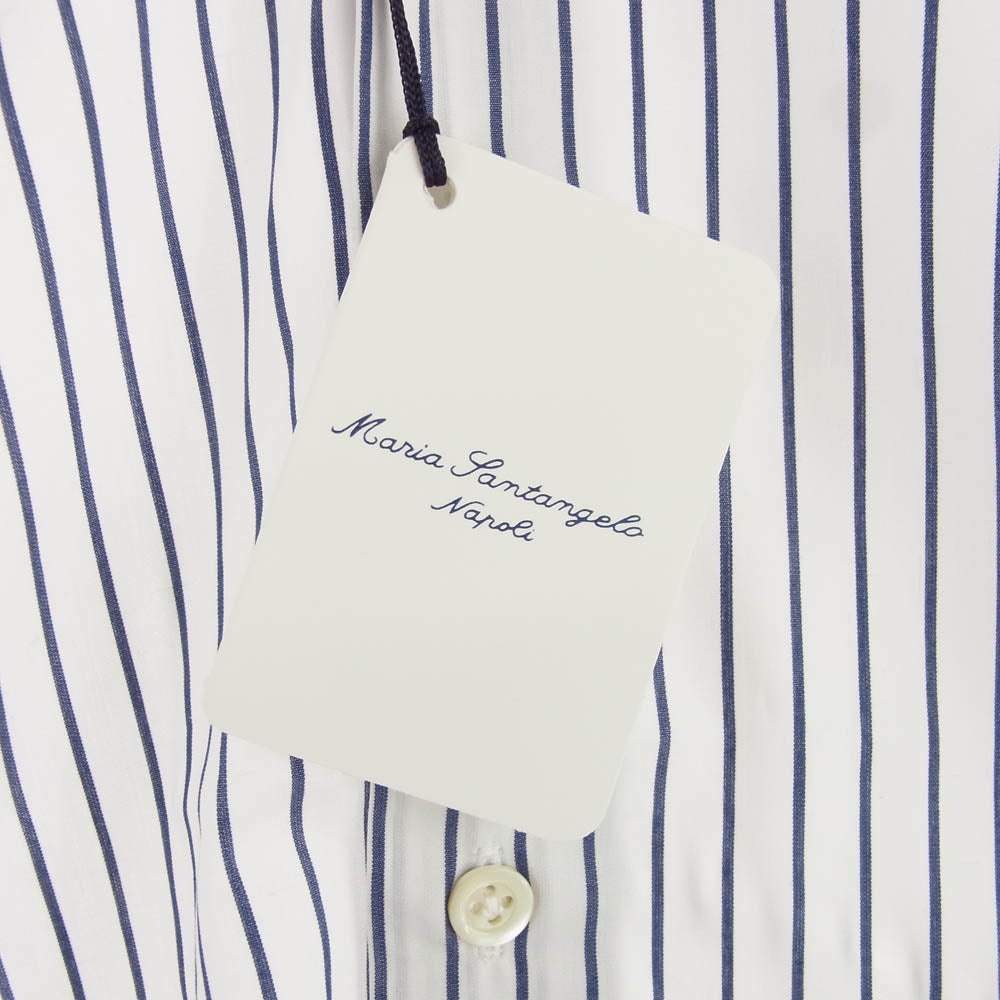 マリアサンタンジェロ 18-PR00-68 イタリア製 ストライプ 長袖 シャツ ブルー系 ホワイト系【新古品】【未使用】【中古】