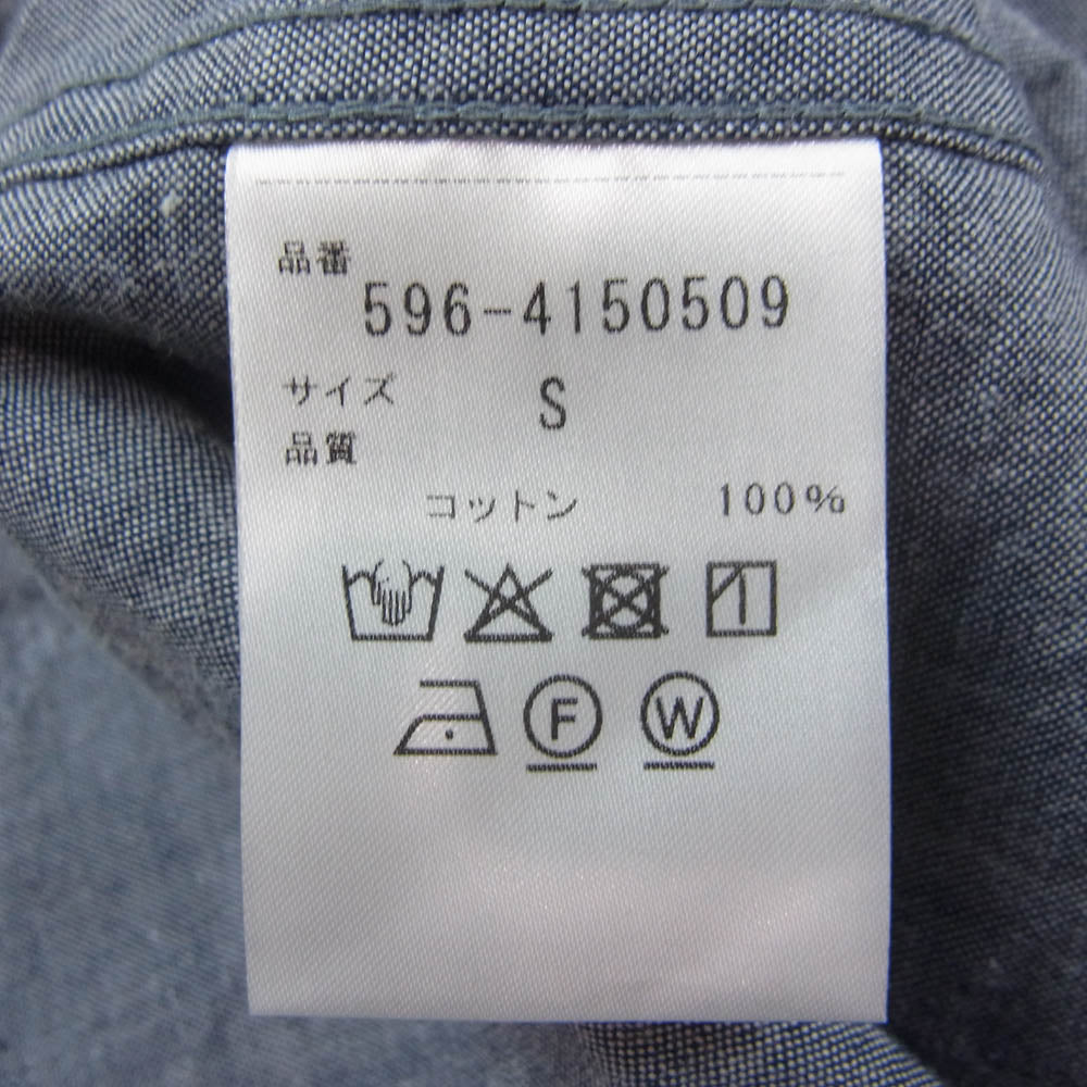 MARGARET HOWELL マーガレットハウエル 596-4150509 MHL. FADED COTTON SHIRTING SHIRT スタンドカラー バンドカラー 長袖 シャツ インディゴブルー系 S【美品】【中古】