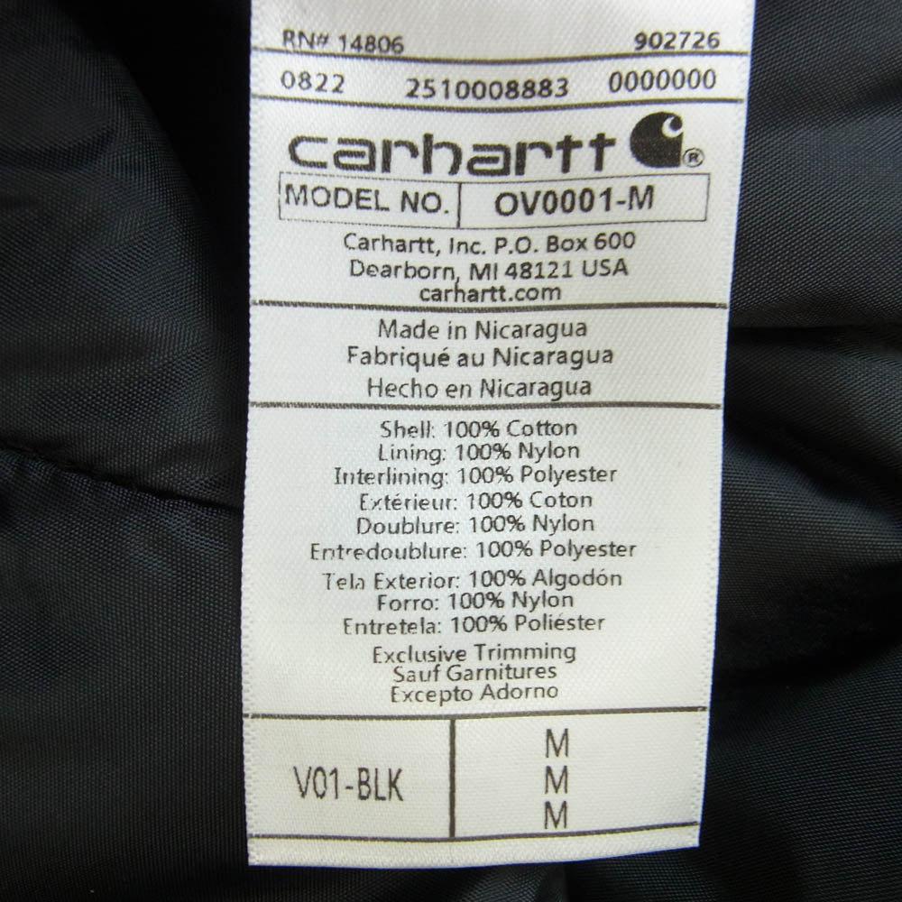 Carhartt カーハート 0V0001-M DUCK VEST 内キルティング 中綿 ダック ベスト ブラック系 M【美品】【中古】