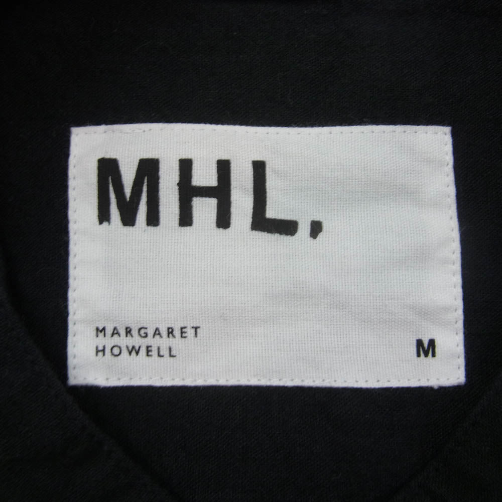 MARGARET HOWELL マーガレットハウエル 596-4150550 MHL. リネン コットン スタンドカラー バンドカラー 半袖 シャツ ブラック系 M【美品】【中古】