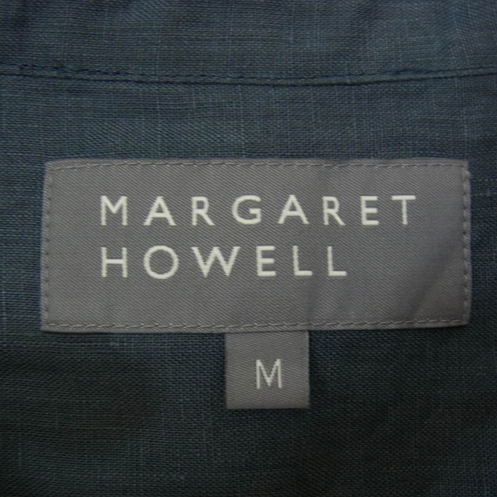 MARGARET HOWELL マーガレットハウエル 24SS 579-4150009 SHIRTING LINEN スタンドカラー バンドカラー リネン 長袖 シャツ グレー系 M【美品】【中古】