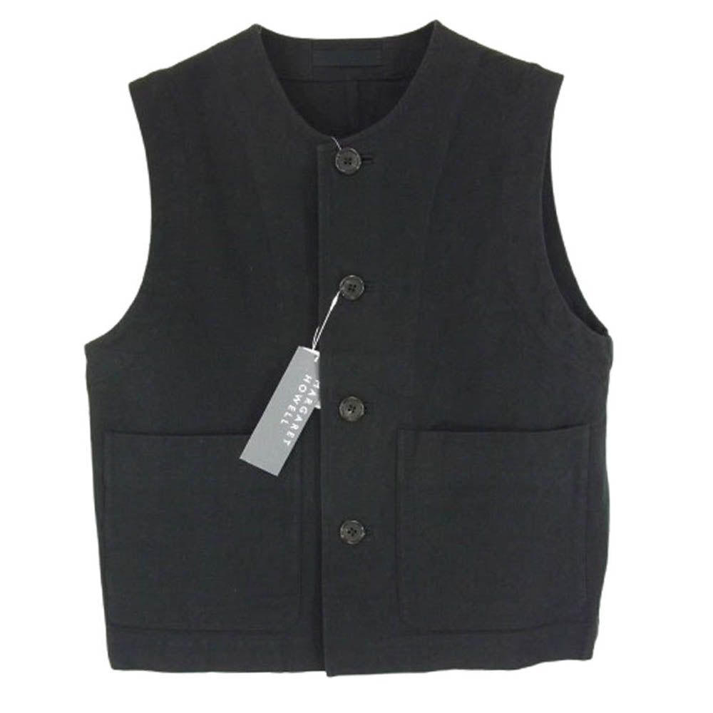 MARGARET HOWELL コットンキャンバス 厚手ベスト ブラック M MARGARET HOWELL マーガレットハウエル 579-4225002 DENSE COTTON