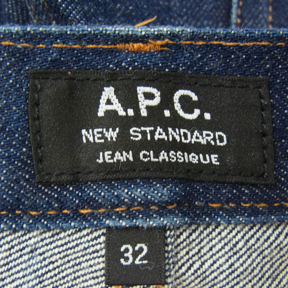 A.P.C. アーペーセー NEW STANDARD ボタンフライ ストレートデニムパンツ インディゴブルー系 32【中古】