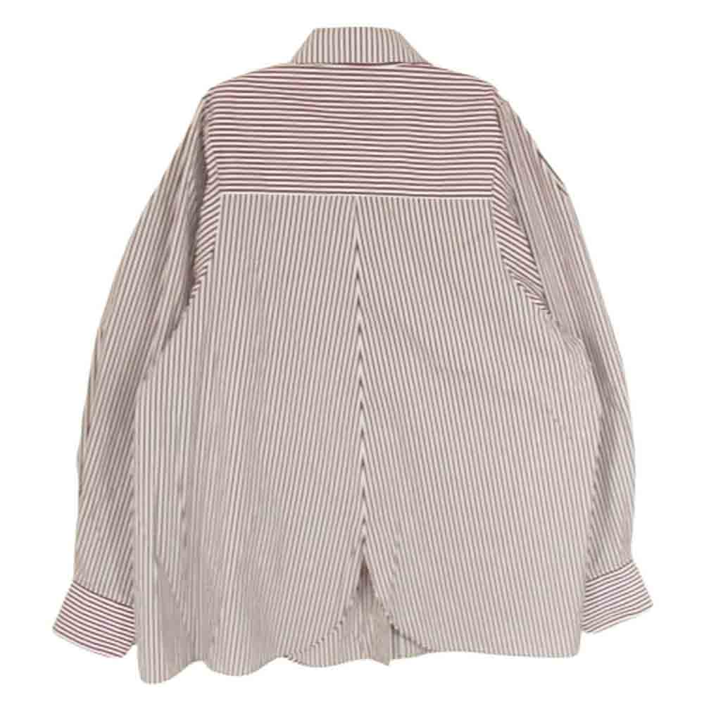 ENFOLD エンフォルド 300HS730-1390 カットワーク デザインカラー ストライプ 長袖 シャツ ブラウス ブラウン系 38【中古】