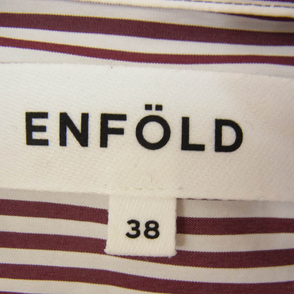 ENFOLD エンフォルド 300HS730-1390 カットワーク デザインカラー ストライプ 長袖 シャツ ブラウス ブラウン系 38【中古】