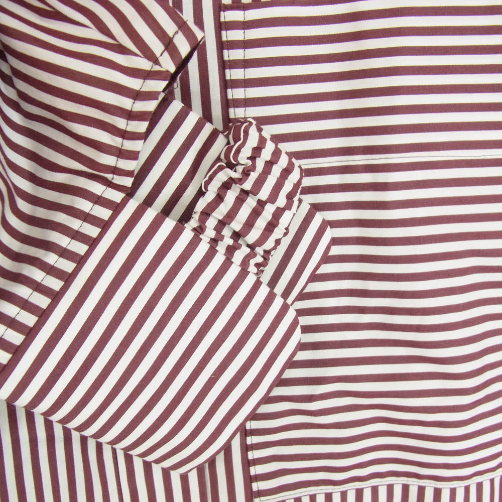 ENFOLD エンフォルド 300HS730-1390 カットワーク デザインカラー ストライプ 長袖 シャツ ブラウス ブラウン系 38【中古】