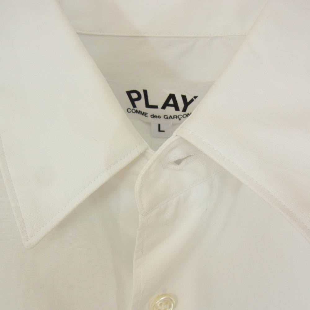 PLAY COMME des GARCONS プレイコムデギャルソン AD2022 AZ-B001 ハートロゴワッペン 長袖 シャツ ブラウス ホワイト系 L【中古】