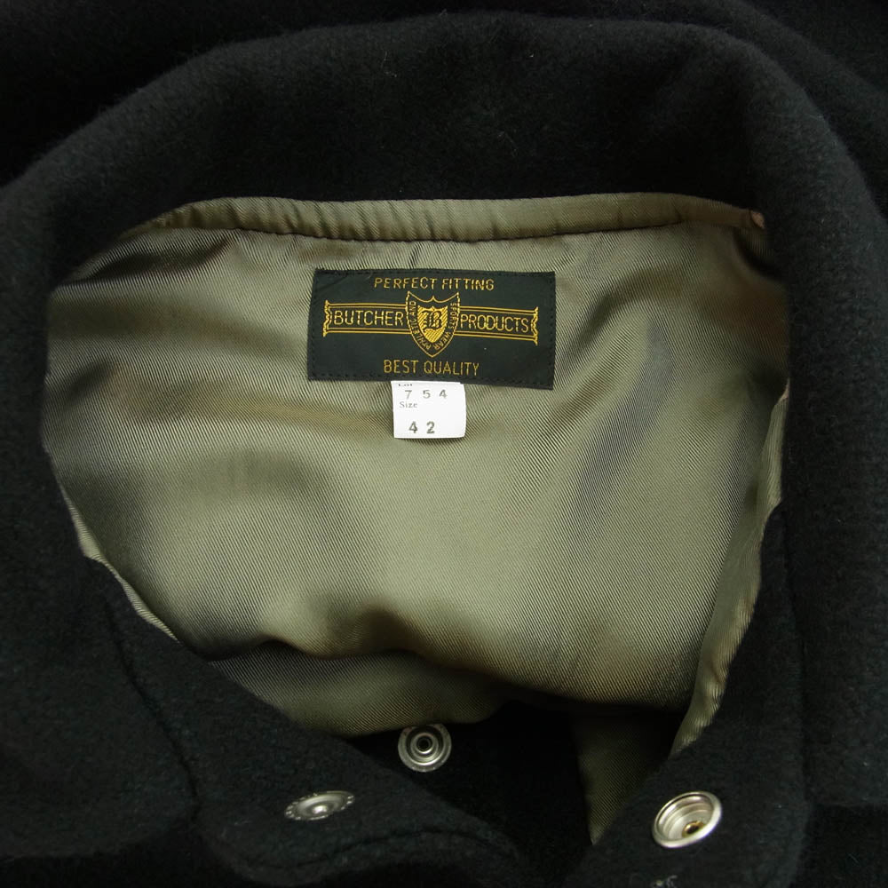 BUTCHER PRODUCTS ブッチャープロダクツ 24AW 754 CLUB JACKET ウール ブルドッグパッチ クラブジャケット スタジャン ブラック系 42【中古】