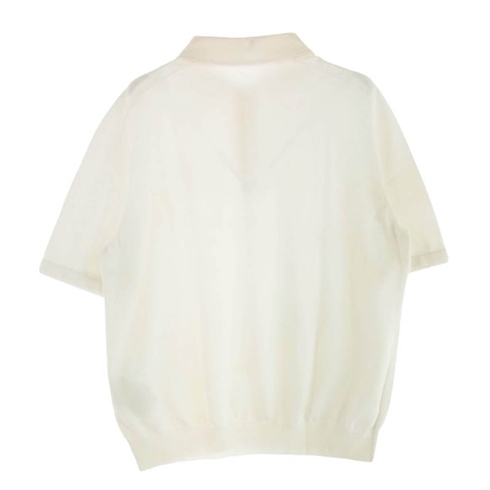 LOUIS VUITTON ルイ・ヴィトン 24AW RM242MM F77 HRN14W エンブロイダード コットンプレンド パールボタン 半袖ポロシャツ ホワイト系 L【中古】