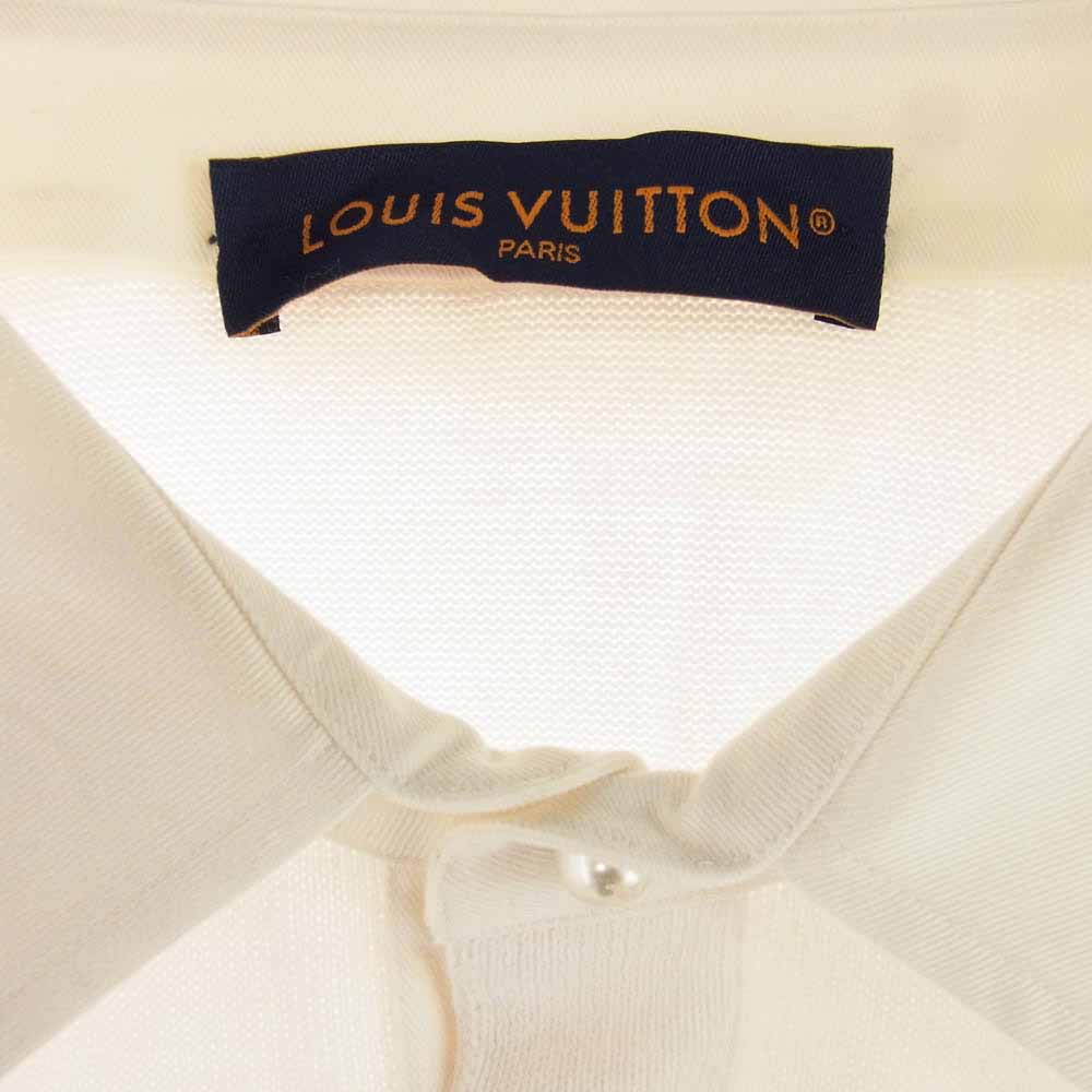 LOUIS VUITTON ルイ・ヴィトン 24AW RM242MM F77 HRN14W エンブロイダード コットンプレンド パールボタン 半袖ポロシャツ ホワイト系 L【中古】