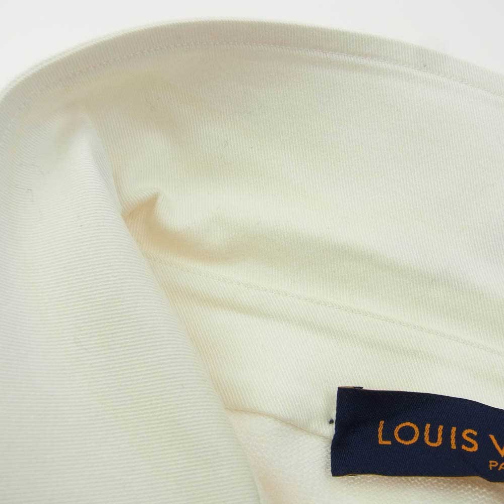 LOUIS VUITTON ルイ・ヴィトン 24AW RM242MM F77 HRN14W エンブロイダード コットンプレンド パールボタン 半袖ポロシャツ ホワイト系 L【中古】