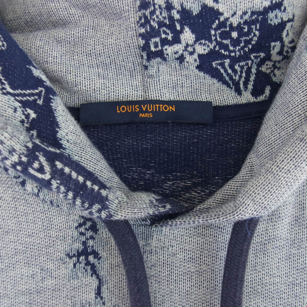 LOUIS VUITTON ルイ・ヴィトン 22AW RM222M N31 HNY28W モノグラム バンダナ ショートスリーブ フーディ パーカー ブルー系 L【中古】