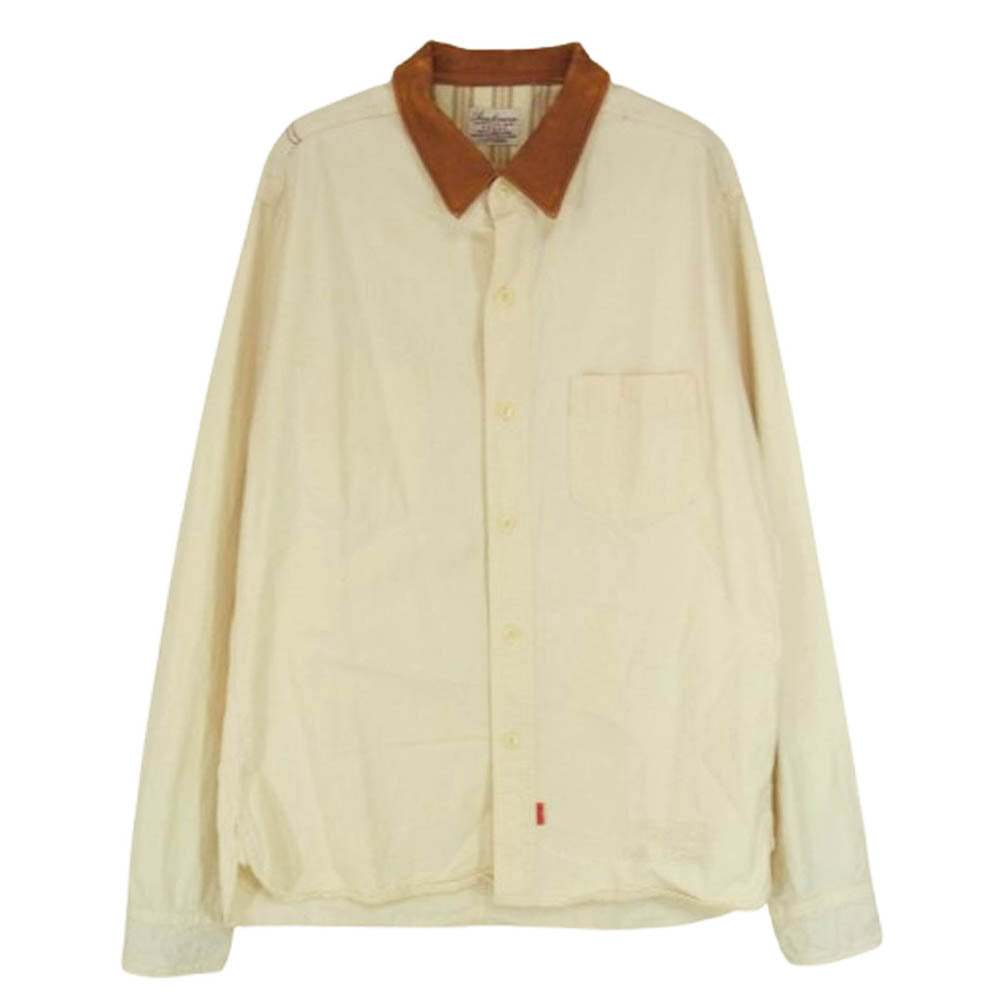 アナクロノーム レザー切替 長袖  シャツ オフホワイト系 01【中古】