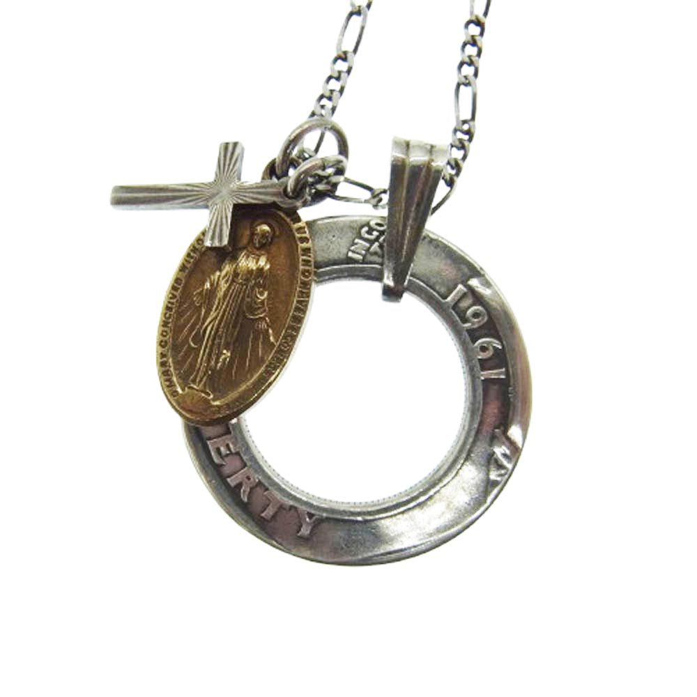 アンプジャパン LIBERTY Maria Necklace マリアメダイ クロス コイン 3連ネックレス シルバー系【中古】