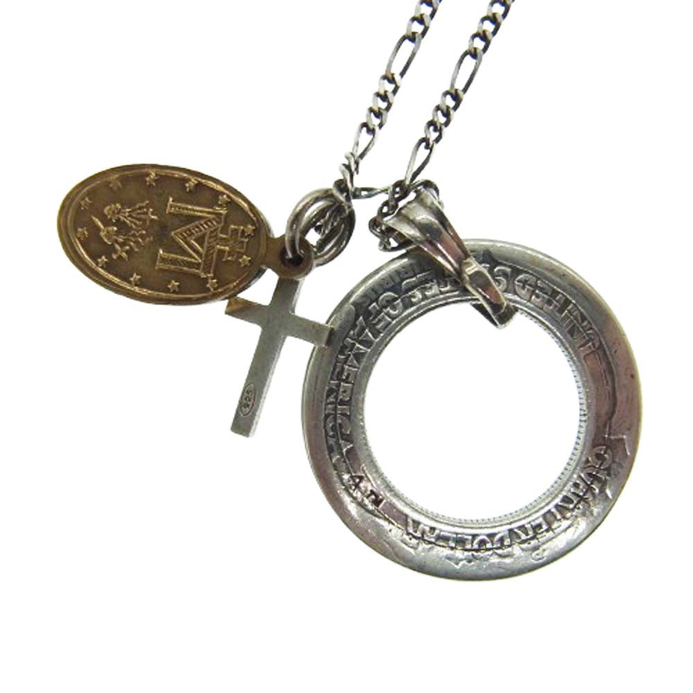 アンプジャパン LIBERTY Maria Necklace マリアメダイ クロス コイン 3連ネックレス シルバー系【中古】