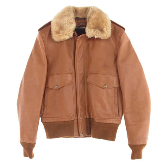 schott ショット 7010 BOA LEATHER JACKET G-1 ボア フライト レザー ジャケット ブラウン系 38【中古】